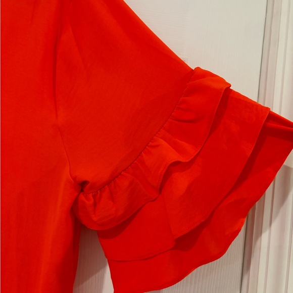 NWOT Orange ruffle sleeve dress - Picture 3 of 5